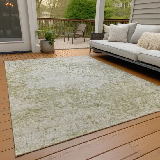 Beige And Ivory Abstract Washable Indoor Outdoor Area Rug Photo 8