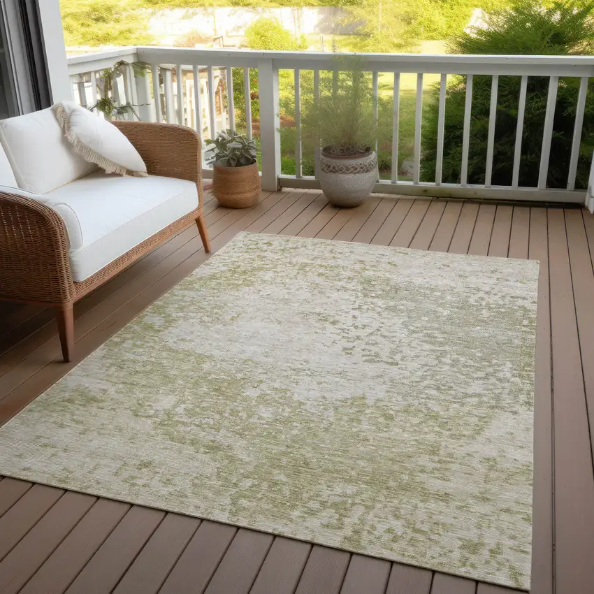 Beige And Ivory Abstract Washable Indoor Outdoor Area Rug Photo 5