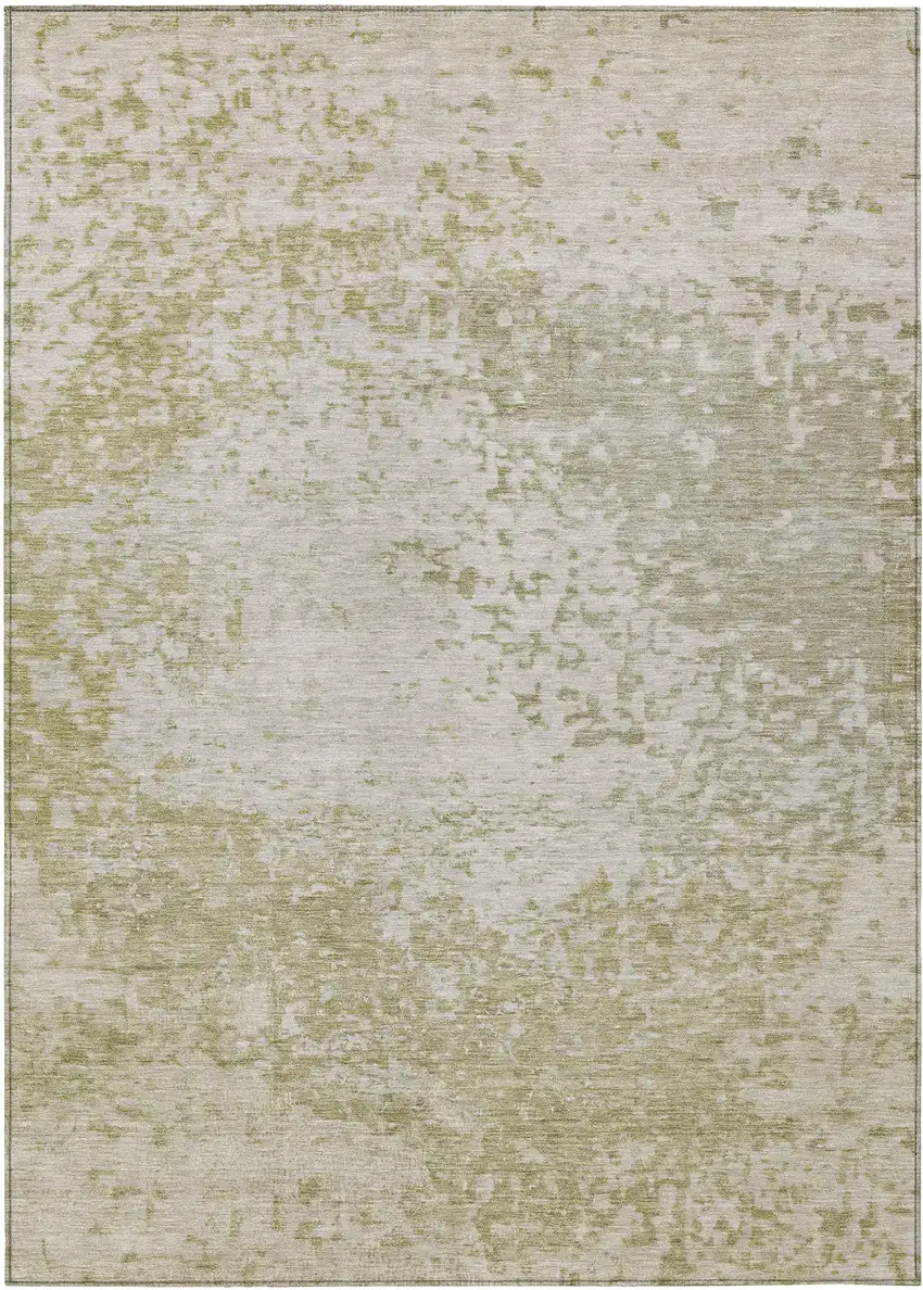 Beige And Ivory Abstract Washable Indoor Outdoor Area Rug Photo 1