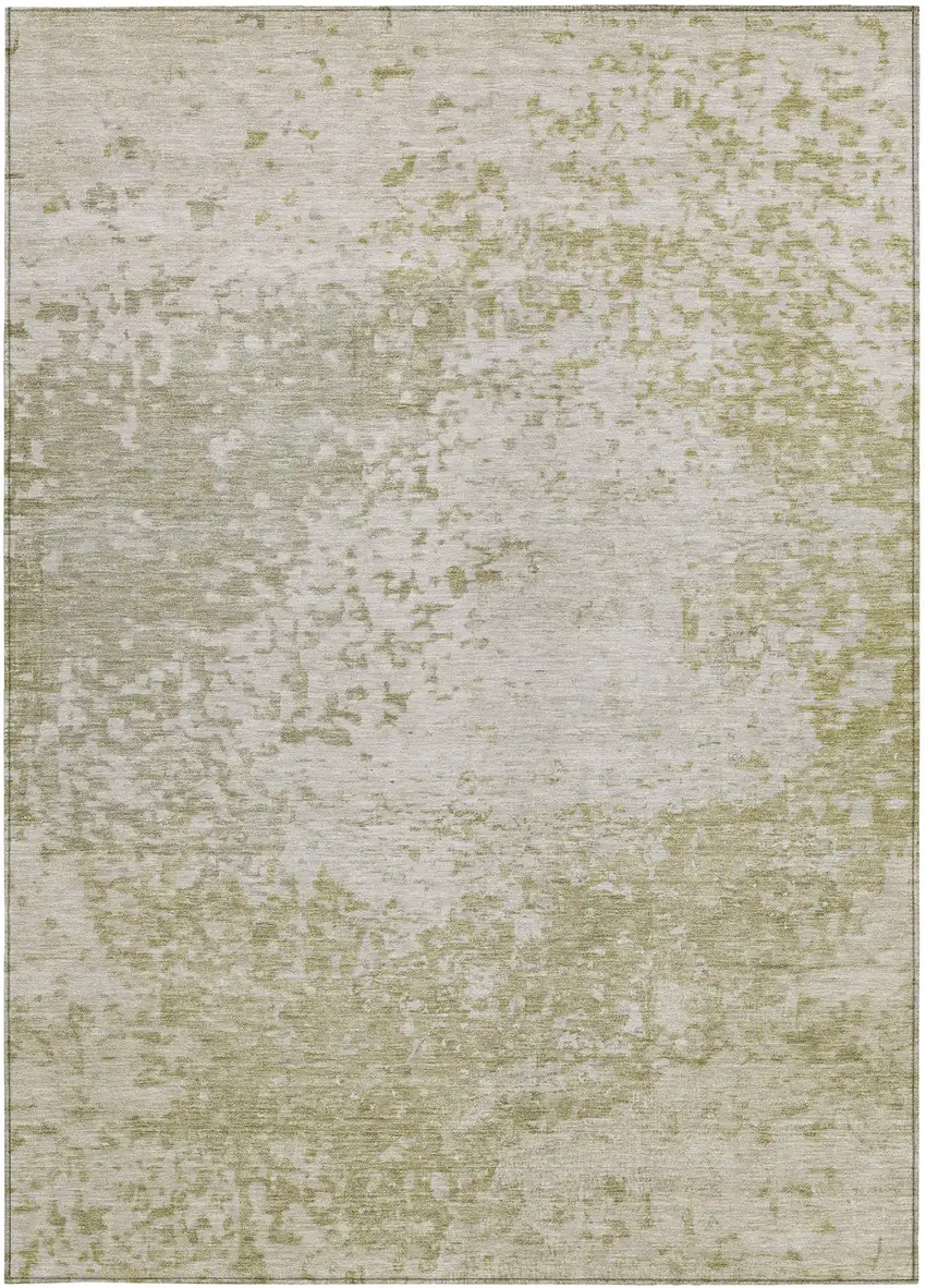 Beige And Ivory Abstract Washable Indoor Outdoor Area Rug Photo 3