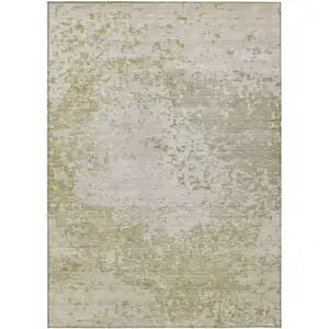 Photo of Beige And Ivory Abstract Washable Indoor Outdoor Area Rug