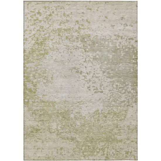 Beige And Ivory Abstract Washable Indoor Outdoor Area Rug Photo 1