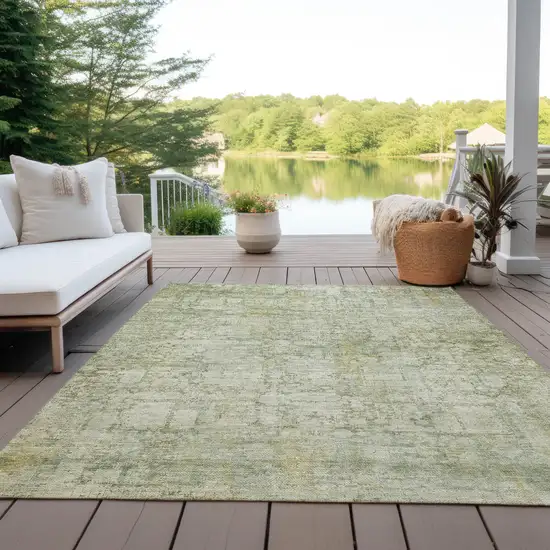 Beige And Ivory Abstract Washable Indoor Outdoor Area Rug Photo 5
