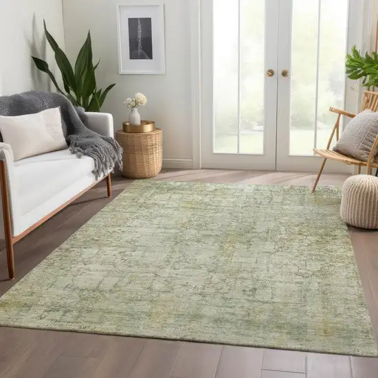 Beige And Ivory Abstract Washable Indoor Outdoor Area Rug Photo 7