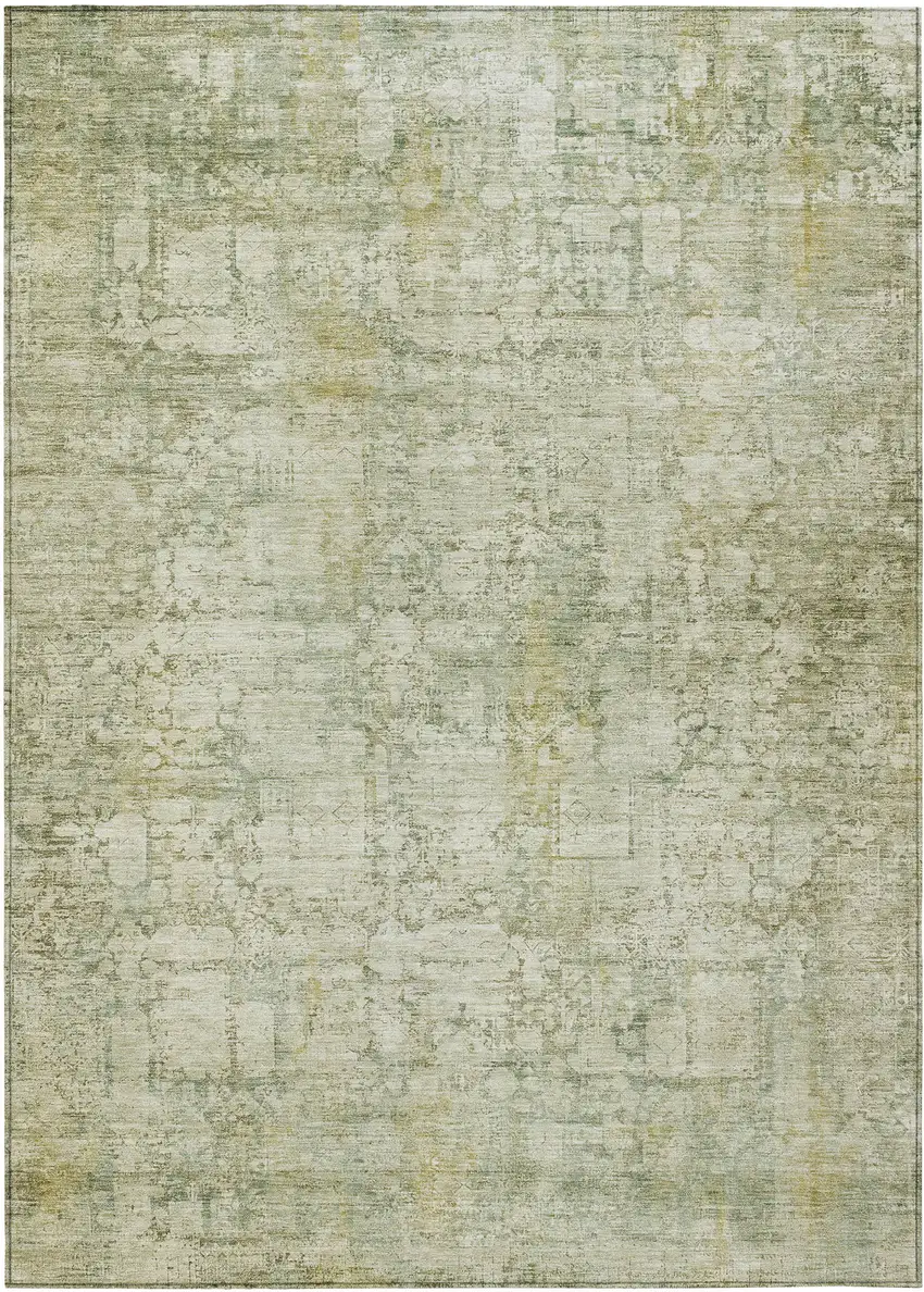 Beige And Ivory Abstract Washable Indoor Outdoor Area Rug Photo 1