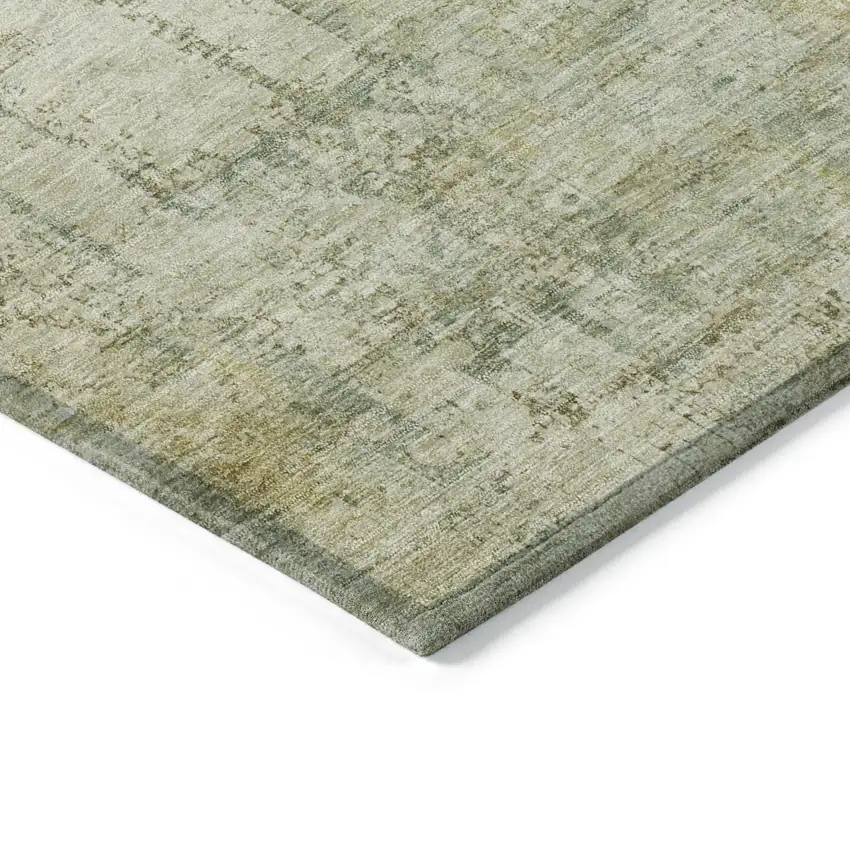 Beige And Ivory Abstract Washable Indoor Outdoor Area Rug Photo 9