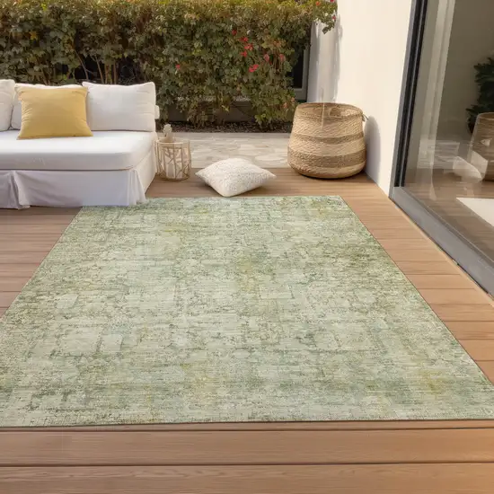 Beige And Ivory Abstract Washable Indoor Outdoor Area Rug Photo 8