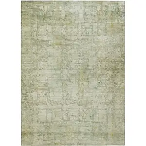 Photo of Beige And Ivory Abstract Washable Indoor Outdoor Area Rug
