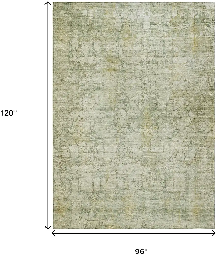 Beige And Ivory Abstract Washable Indoor Outdoor Area Rug Photo 9