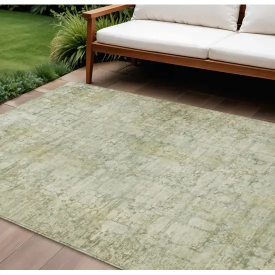 Beige And Ivory Abstract Washable Indoor Outdoor Area Rug Photo 2