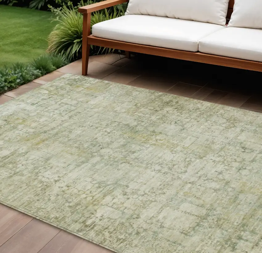 Beige And Ivory Abstract Washable Indoor Outdoor Area Rug Photo 2