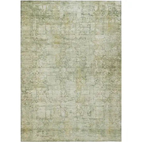 Beige And Ivory Abstract Washable Indoor Outdoor Area Rug Photo 1