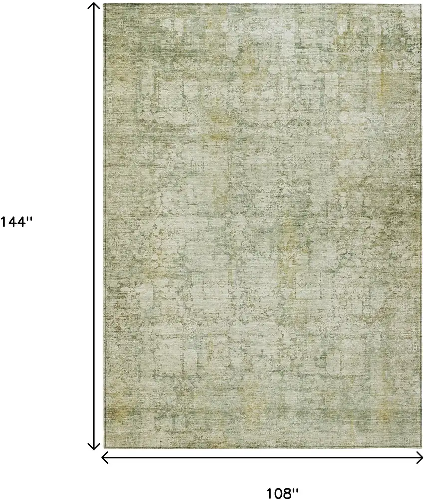 Beige And Ivory Abstract Washable Indoor Outdoor Area Rug Photo 9