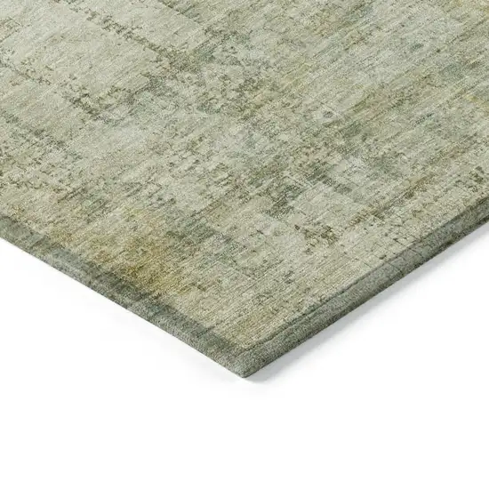 Beige And Ivory Abstract Washable Indoor Outdoor Area Rug Photo 6