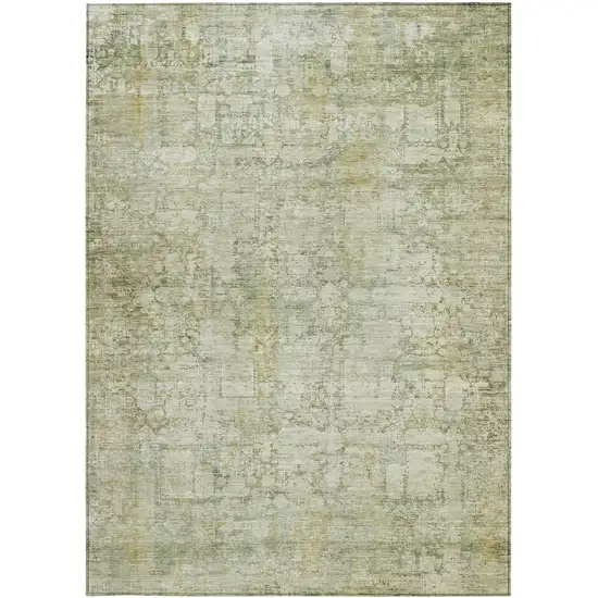 Beige And Ivory Abstract Washable Indoor Outdoor Area Rug Photo 4