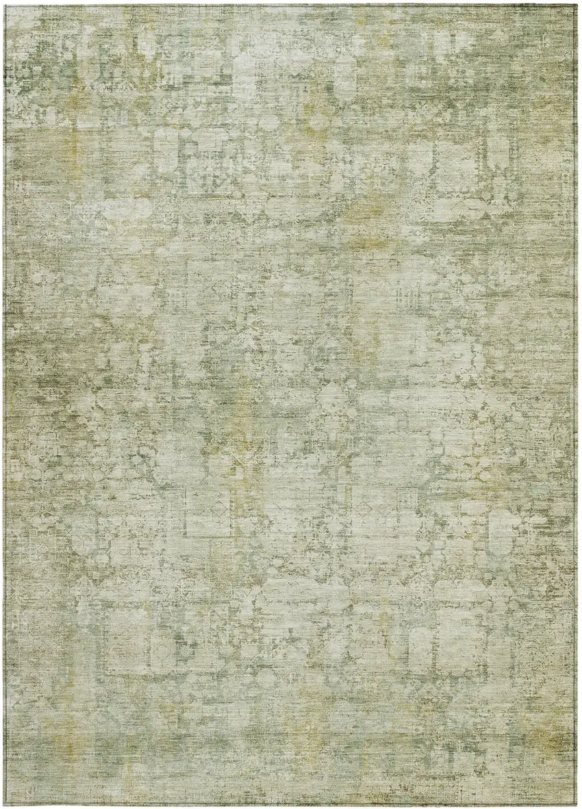 Beige And Ivory Abstract Washable Indoor Outdoor Area Rug Photo 4