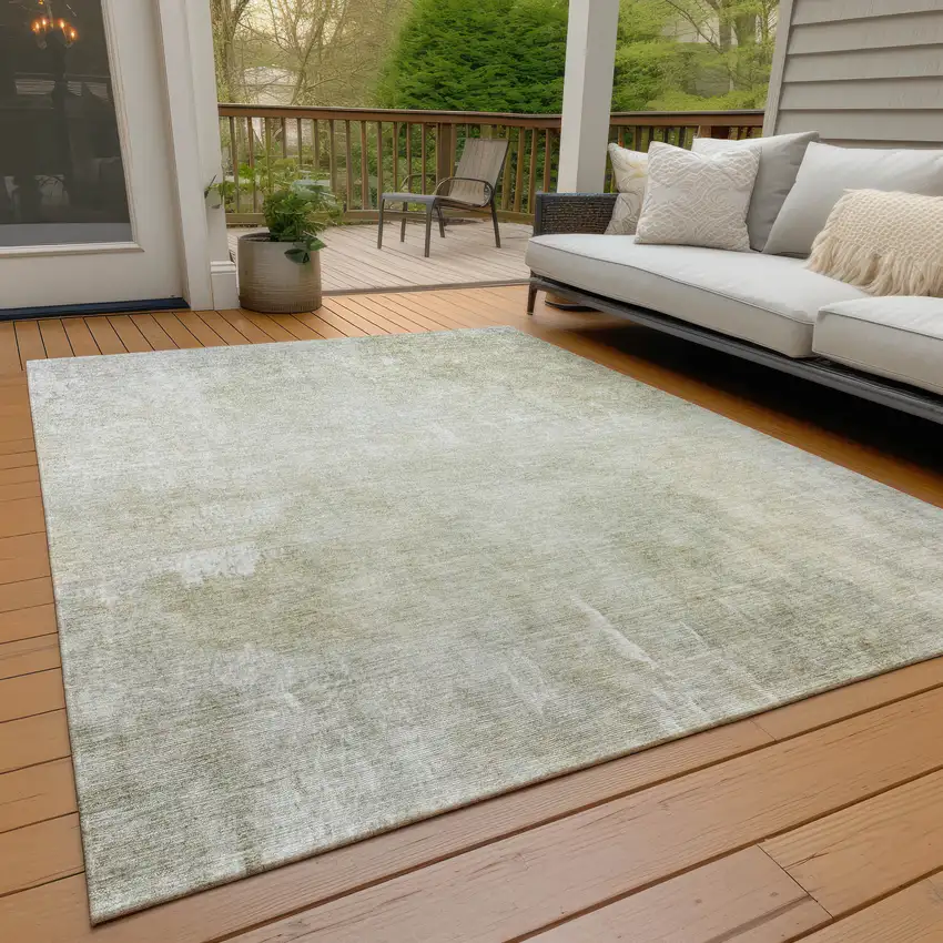 Beige And Ivory Abstract Washable Indoor Outdoor Area Rug Photo 8