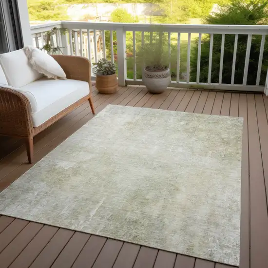 Beige And Ivory Abstract Washable Indoor Outdoor Area Rug Photo 5