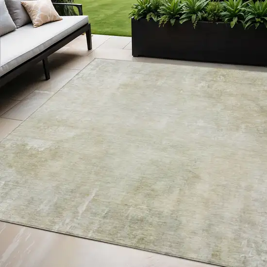 Beige And Ivory Abstract Washable Indoor Outdoor Area Rug Photo 2