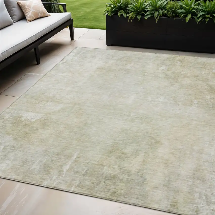 Beige And Ivory Abstract Washable Indoor Outdoor Area Rug Photo 2