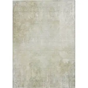 Photo of Beige And Ivory Abstract Washable Indoor Outdoor Area Rug