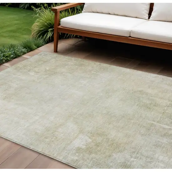 Beige And Ivory Abstract Washable Indoor Outdoor Area Rug Photo 2