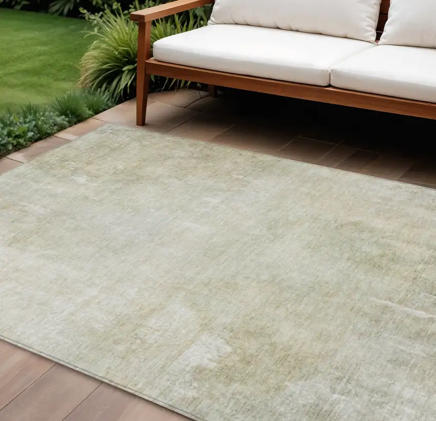 Beige And Ivory Abstract Washable Indoor Outdoor Area Rug Photo 2