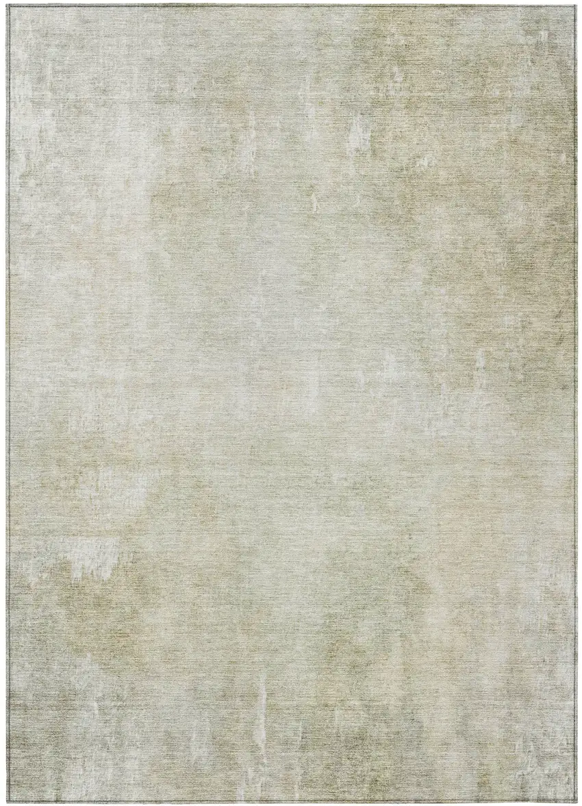 Beige And Ivory Abstract Washable Indoor Outdoor Area Rug Photo 3