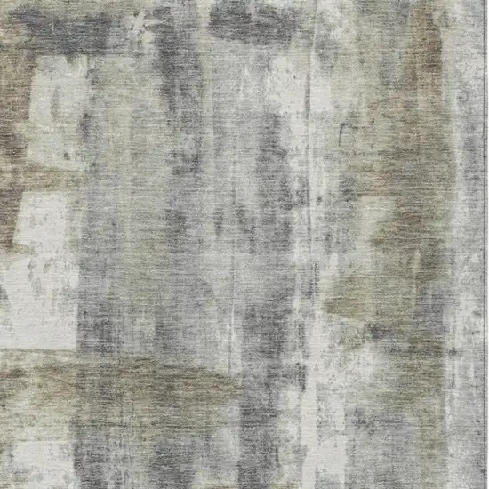 Beige And Ivory Abstract Washable Indoor Outdoor Area Rug Photo 4