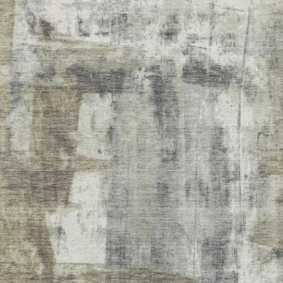 Beige And Ivory Abstract Washable Indoor Outdoor Area Rug Photo 4