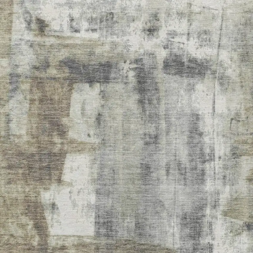 Beige And Ivory Abstract Washable Indoor Outdoor Area Rug Photo 4