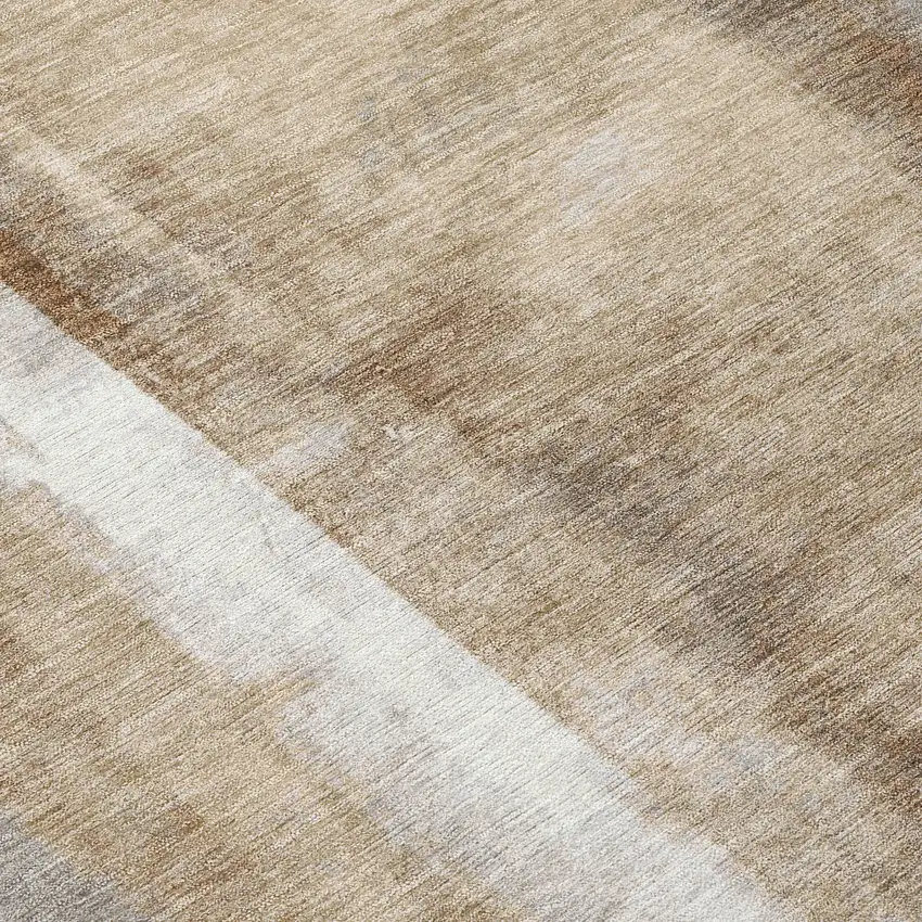 Beige And Ivory Abstract Washable Indoor Outdoor Area Rug Photo 8