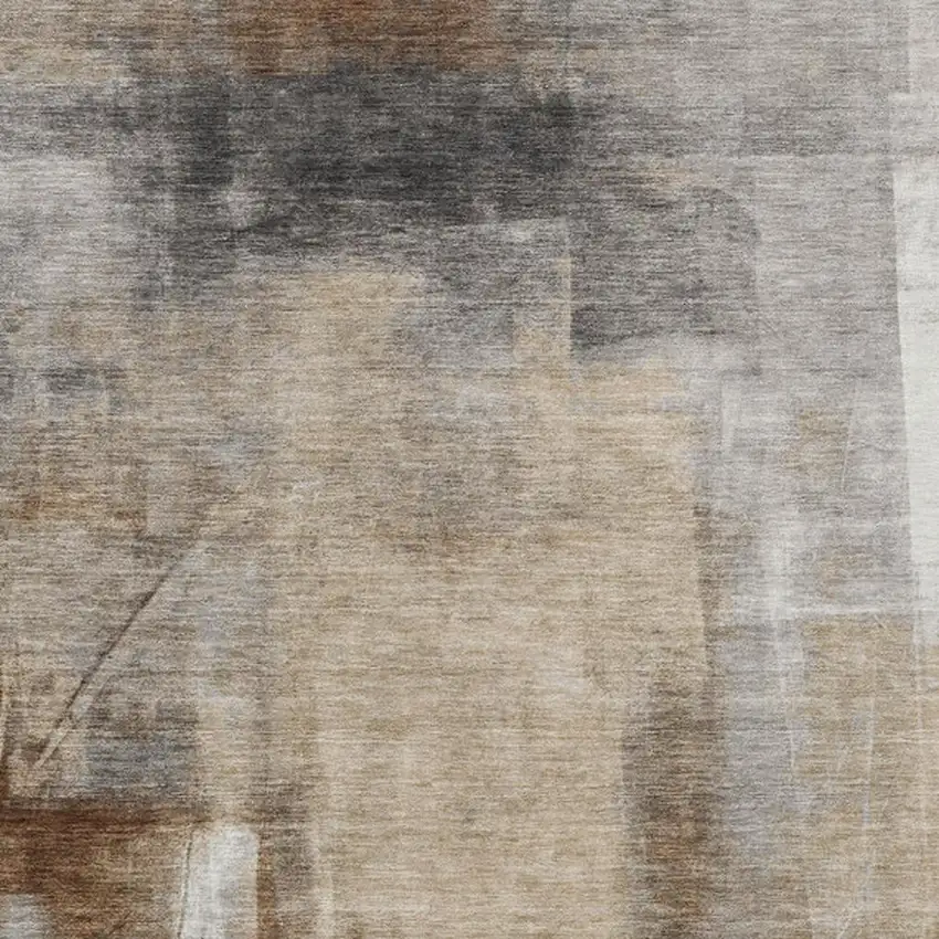 Beige And Ivory Abstract Washable Indoor Outdoor Area Rug Photo 7