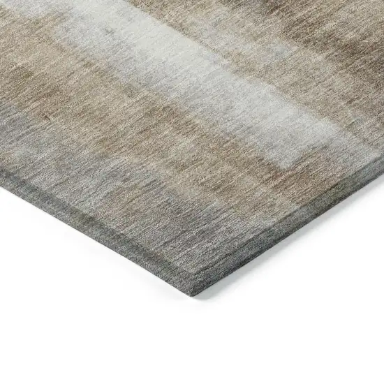 Beige And Ivory Abstract Washable Indoor Outdoor Area Rug Photo 6