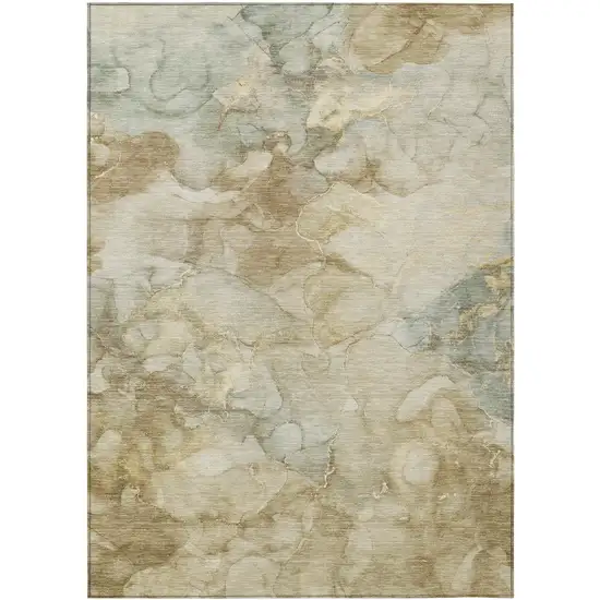 Beige And Ivory Abstract Washable Indoor Outdoor Area Rug Photo 3