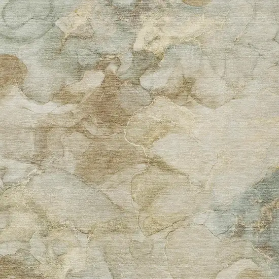 Beige And Ivory Abstract Washable Indoor Outdoor Area Rug Photo 3