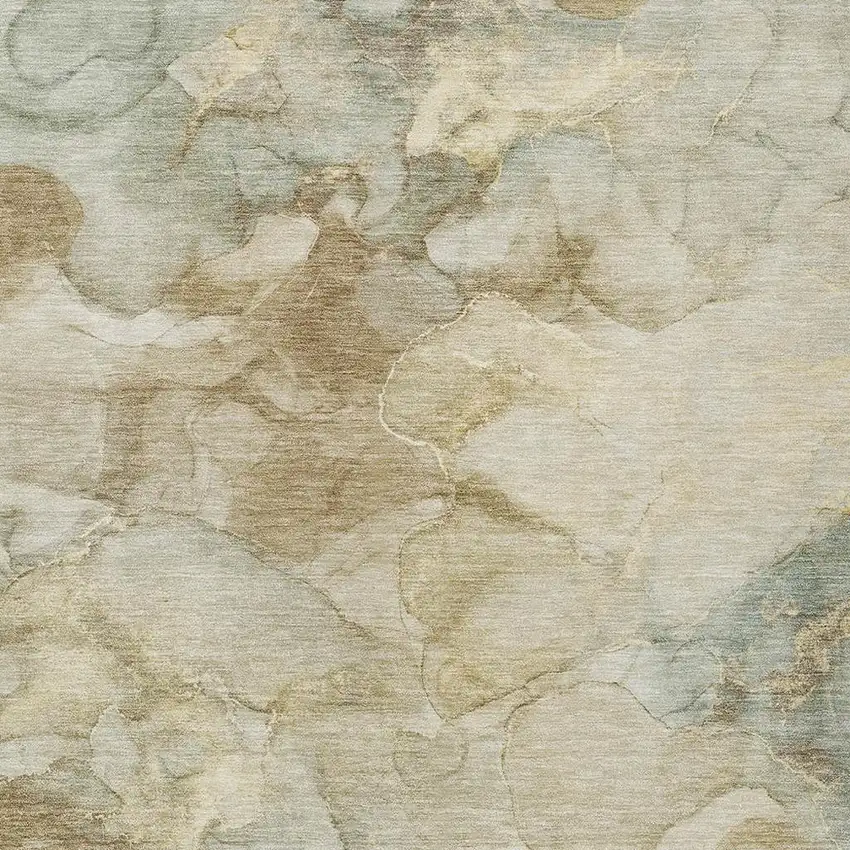 Beige And Ivory Abstract Washable Indoor Outdoor Area Rug Photo 3