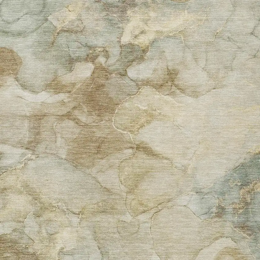 Beige And Ivory Abstract Washable Indoor Outdoor Area Rug Photo 3