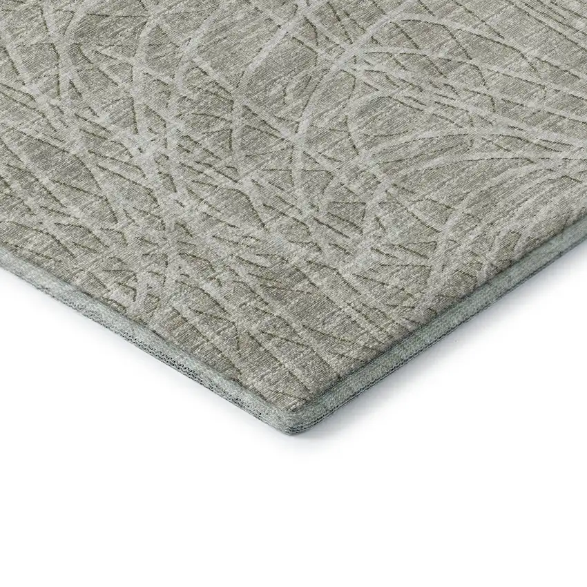 Beige And Ivory Abstract Washable Indoor Outdoor Area Rug Photo 5