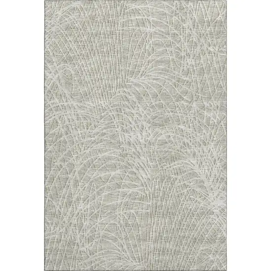 Beige And Ivory Abstract Washable Indoor Outdoor Area Rug Photo 2
