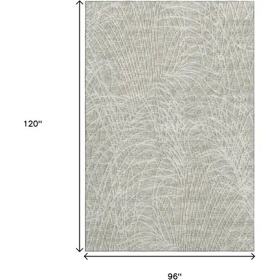 Beige And Ivory Abstract Washable Indoor Outdoor Area Rug Photo 3