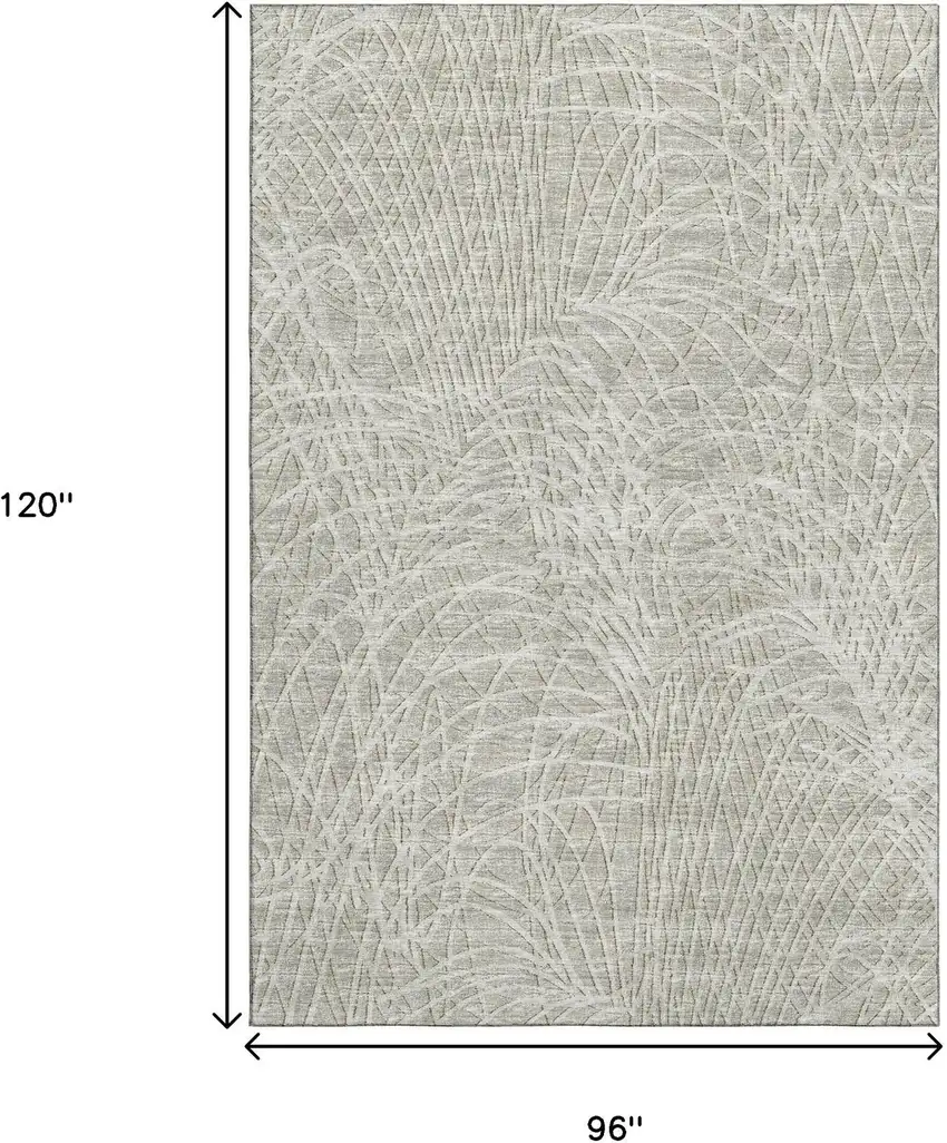 Beige And Ivory Abstract Washable Indoor Outdoor Area Rug Photo 3