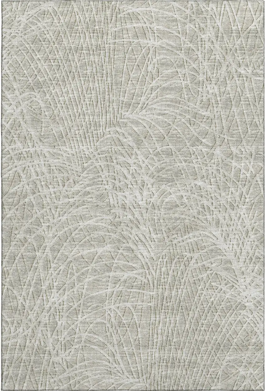 Beige And Ivory Abstract Washable Indoor Outdoor Area Rug Photo 2