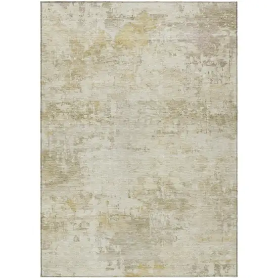 Beige And Ivory Abstract Washable Indoor Outdoor Area Rug Photo 1