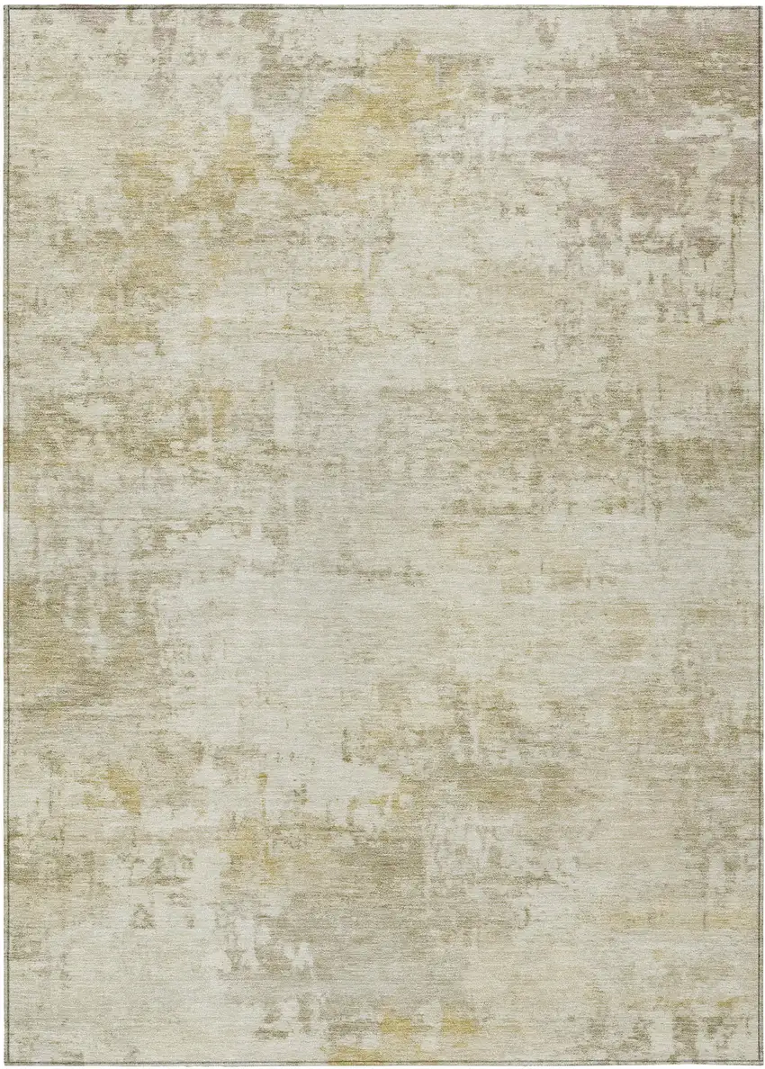 Beige And Ivory Abstract Washable Indoor Outdoor Area Rug Photo 1