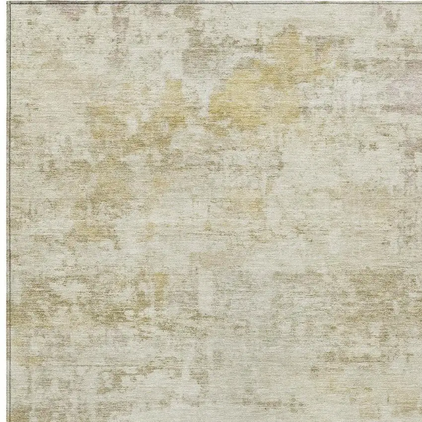 Beige And Ivory Abstract Washable Indoor Outdoor Area Rug Photo 2