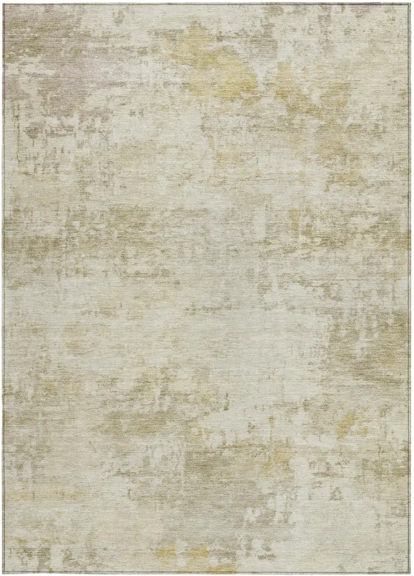 Beige And Ivory Abstract Washable Indoor Outdoor Area Rug Photo 3