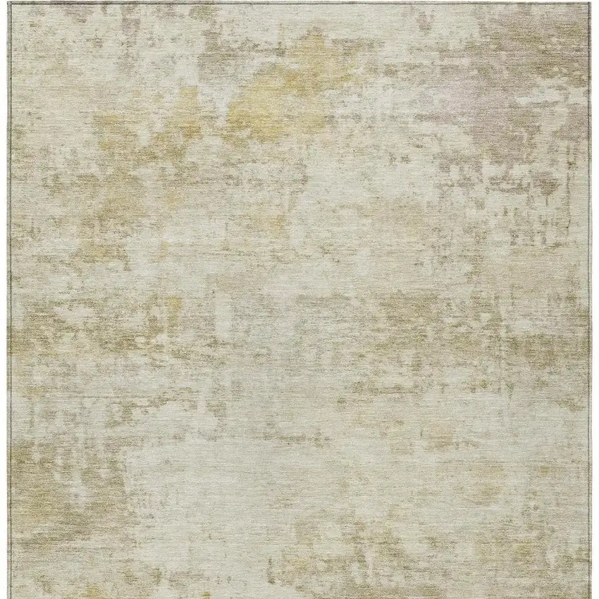 Beige And Ivory Abstract Washable Indoor Outdoor Area Rug Photo 3