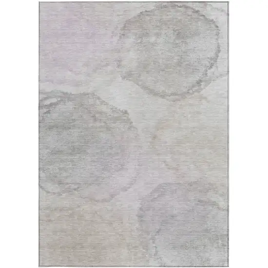 Beige And Ivory Abstract Washable Indoor Outdoor Area Rug Photo 3