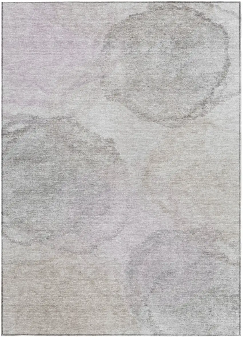 Beige And Ivory Abstract Washable Indoor Outdoor Area Rug Photo 3